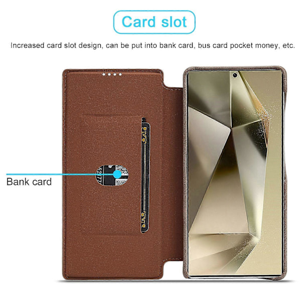 LC.IMEEKE Etui til Samsung Galaxy S25 med Kortholder, Støttefod og Lædercover Multicolor Coffee