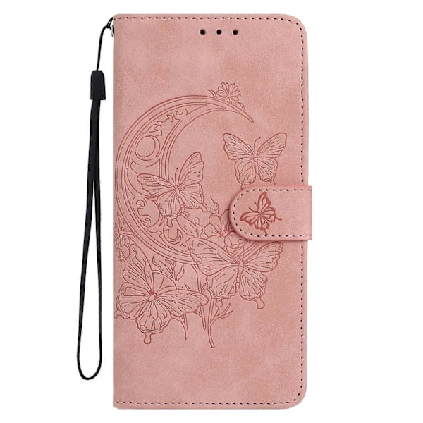 Til Samsung Galaxy S24 FE Etui Sommerfugl Blomst Præget PU Læder Wallet Stand Telefon Cover Multicolor Rose Gold