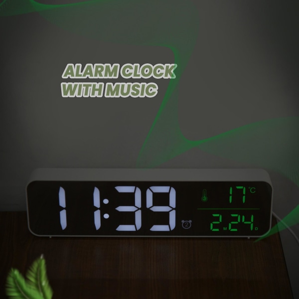 Mode Vardagsrum Digital Display Led Digital Kalenderklocka Lysande Tyst Elektronisk Alarm Clo white