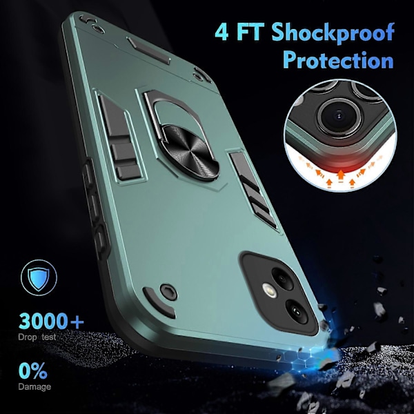 Til Samsung Galaxy A05 4G Telefon Cover 360 Graders Rotations Ring Støtteben Multicolor Style C