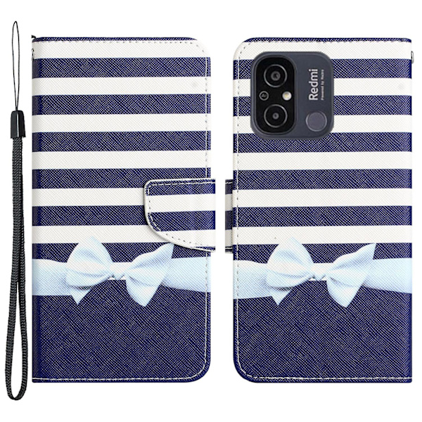 För Xiaomi Redmi 12c 4g Pu cover Mönstertryck Plånboksställ Flip Phone case Bowknot