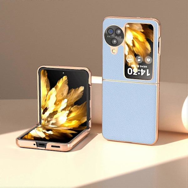 Aito nahkainen suojakotelo Oppo Find N3 Flip 5G -puhelimelle, lehmännahkaa+PC, galvanoidulla pinnoitteella Multicolor Style E