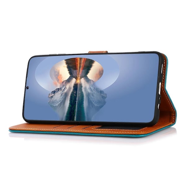 KHAZNEH Fodral för Samsung Galaxy A15 4G, Kohudstextur PU Läder Ställ Telefonskydd Multicolor Style B