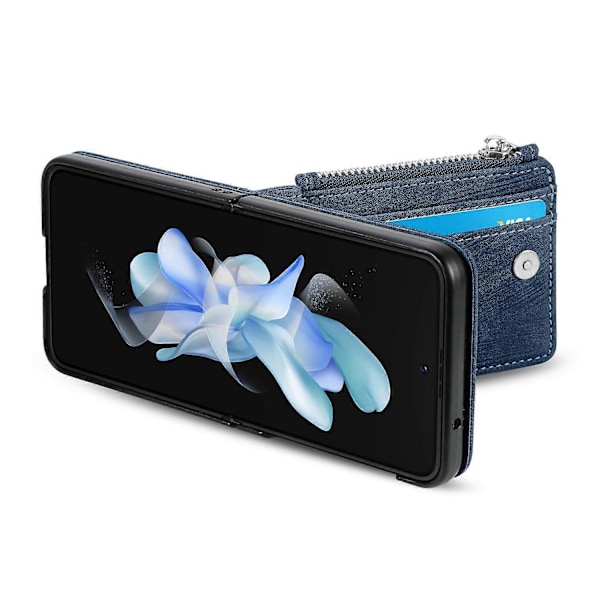 Beskyttende lommeboketui for Samsung Galaxy Z Flip5 5G Retro PU-lær PC-telefondeksel med støtte Multicolor Style B