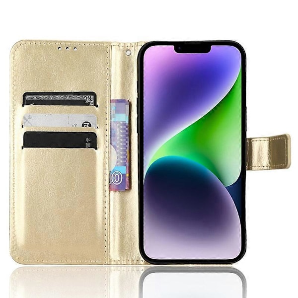 Telefoncover til iPhone 15 Plus Cover Crazy Horse Tekstur Læder Wallet Stand Shell Multicolor Style C
