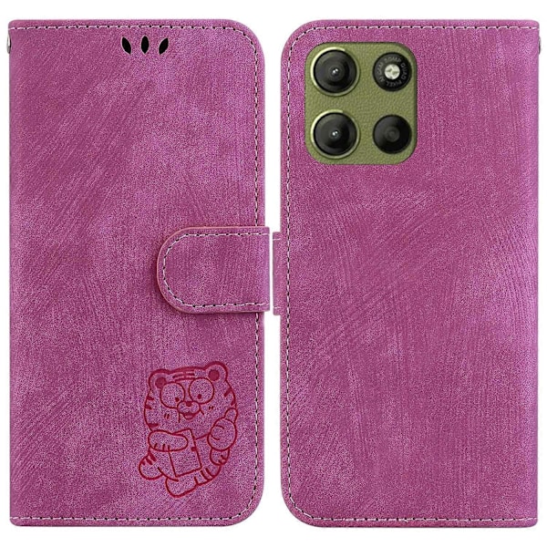 Til Motorola Moto G15 4G Wallet Case Tiger Præget Læder Stødsikkert Telefon Cover Multicolor Rose