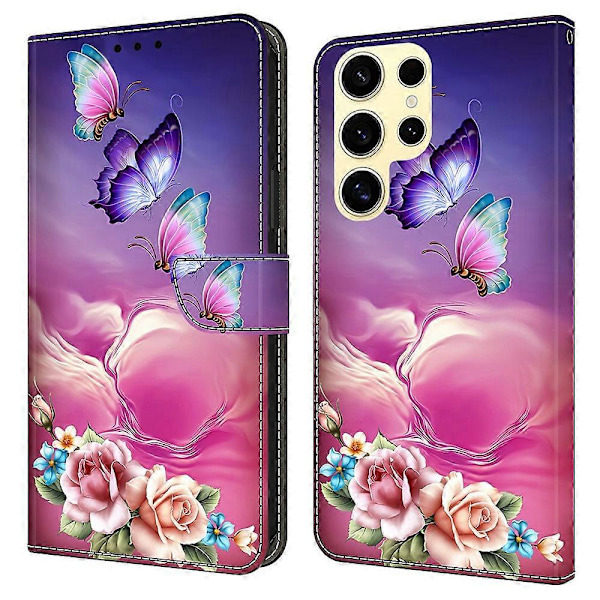 Til Samsung Galaxy S25 Ultra Etui Mønster Trykt Beskyttende Cover TPU+PU Læder Flip Telefon Etui Multicolor Style M