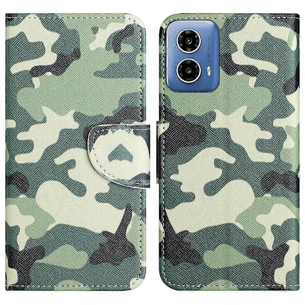 För Motorola Moto G35 5G Fodral Korsstruktur Läder Telefonskal Mönstertryck Multicolor Style C