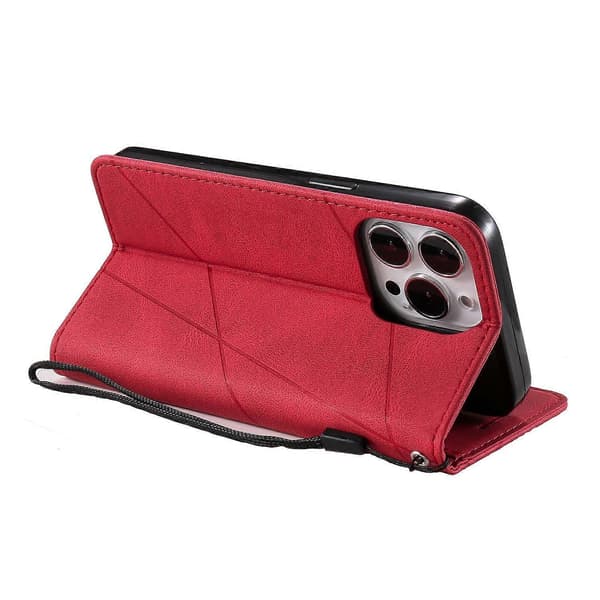 Magnetisk etui til iPhone 15 Pro med splejset design, pung og stativ Multicolor Style A