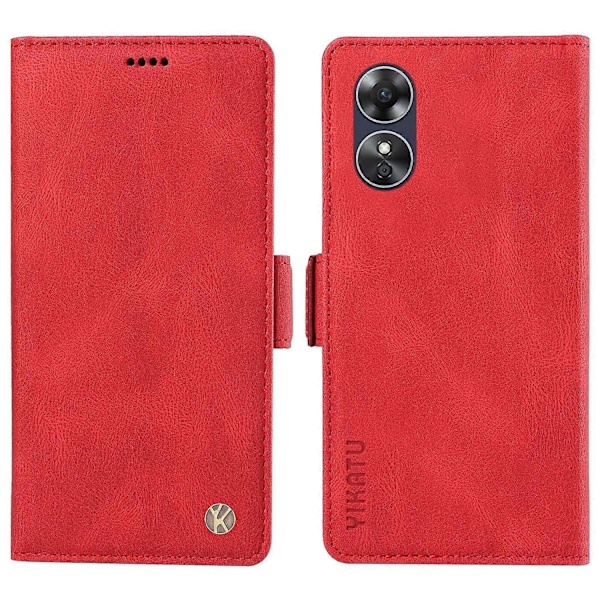 YIKATU YK-005 För Oppo A17 4G PU Läder Skin-touch Telefonfodral Plånboksställ Stöttåligt Skydd Multicolor Style H