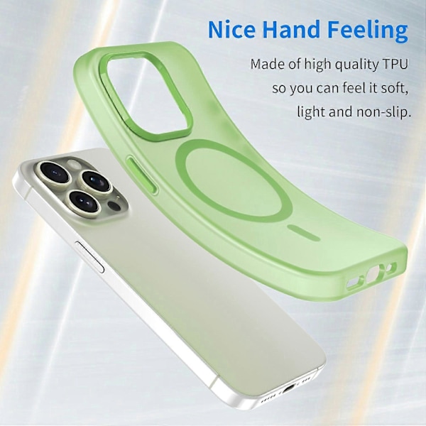iPhone 16 Pro -kuori, yhteensopiva MagSafe-tekniikan kanssa, TPU+PC, ohut, matta, läpikuultava puhelinkuori- Multicolor Green