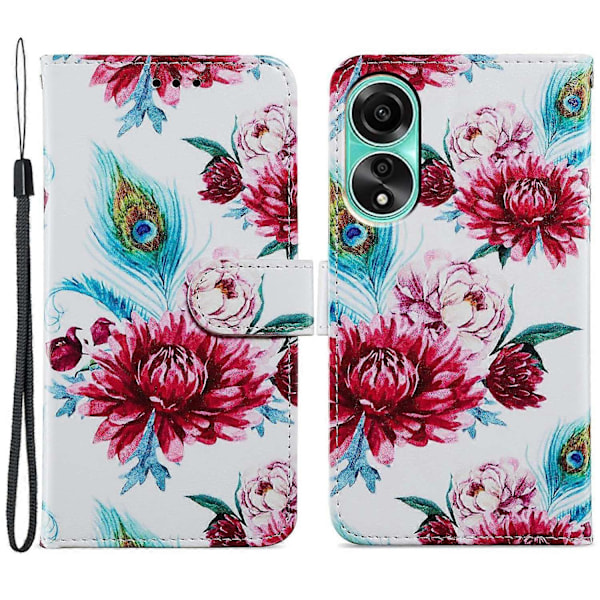 Fodral för Oppo A38 4G Mönstertryckt PU Läder Ställ Plånbok Telefonskydd Multicolor Style I