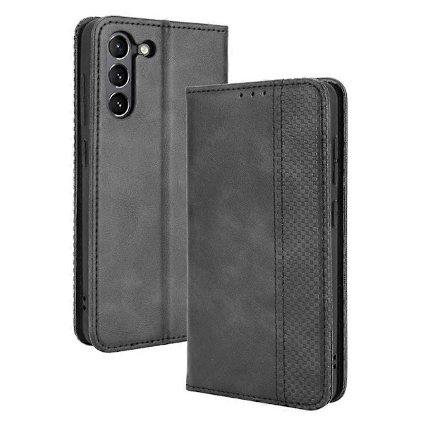 Magnetisk Lås Vintage Stil TPU+Læder Telefon Cover Wallet Stand til Samsung Galaxy S21 FE Multicolor Style A