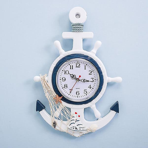 Medelhavsstil Ankare Väggklocka Creative Clock kompatibel Heminredning kompatibel Vardagsrum Sovrum Study-f D