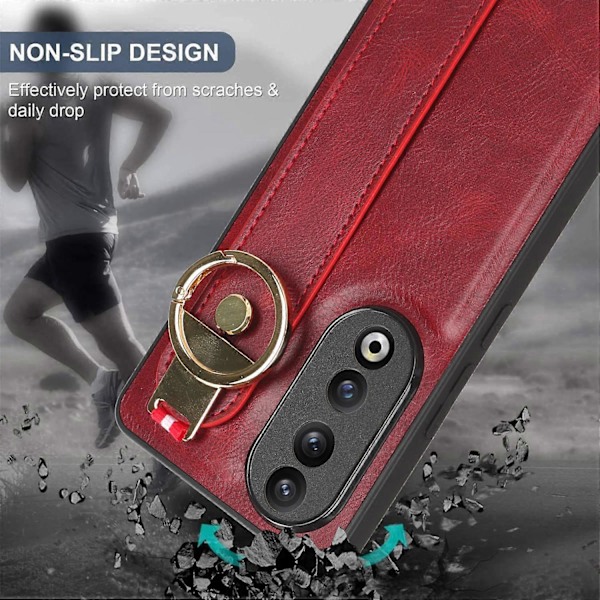 Honor 90 Rannekoru Jalusta Puhelinkotelo PU Nahka+PC+TPU Suojus Pullonavaajalla - Vihreä Multicolor Red