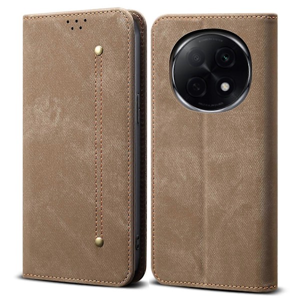 Oppo F29 Pro 5G/A5 Pro 5G -kotelo, farkkukangaskuvio, naarmuuntumaton nahkainen jalustallinen puhelinkotelo Multicolor Khaki