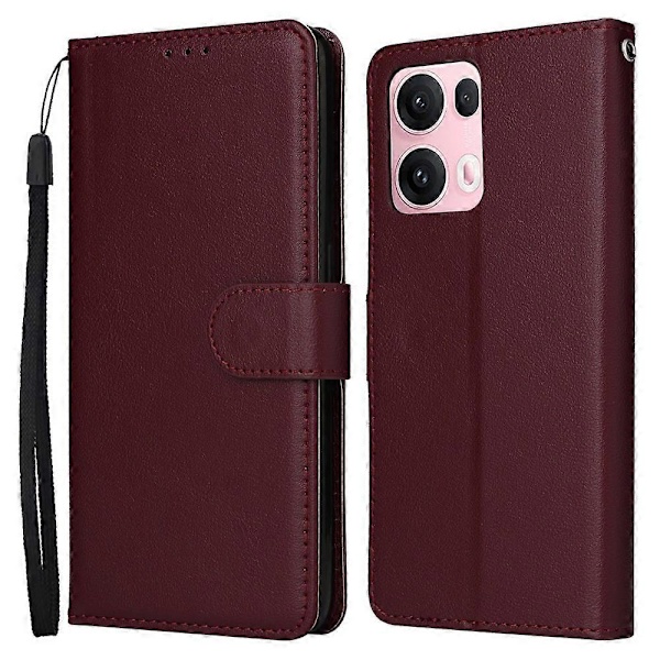 Til Oppo Reno13 Pro 5G Etui Pung Stativ Visning PU Læder Telefon Cover Multicolor Wine Red