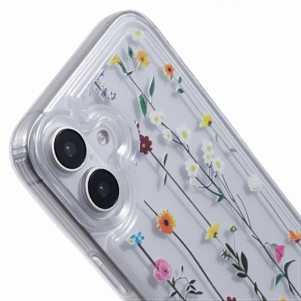 Skal för iPhone 16 Plus TPU Blommönster Luftkuddedesign Skyddande Skal Multicolor Style A