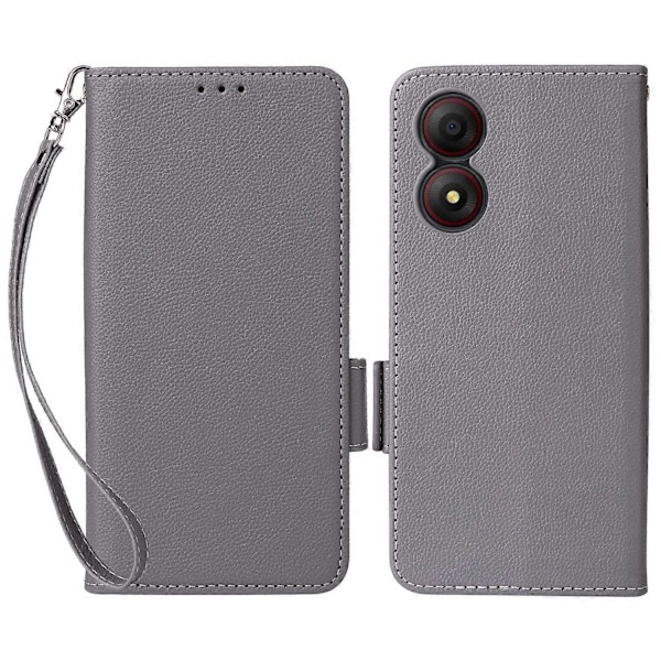 För ZTE Blade A34 Telefonfodral Läder Litchi Textur Skydd med Magnetisk Stängning - Multicolor Grey