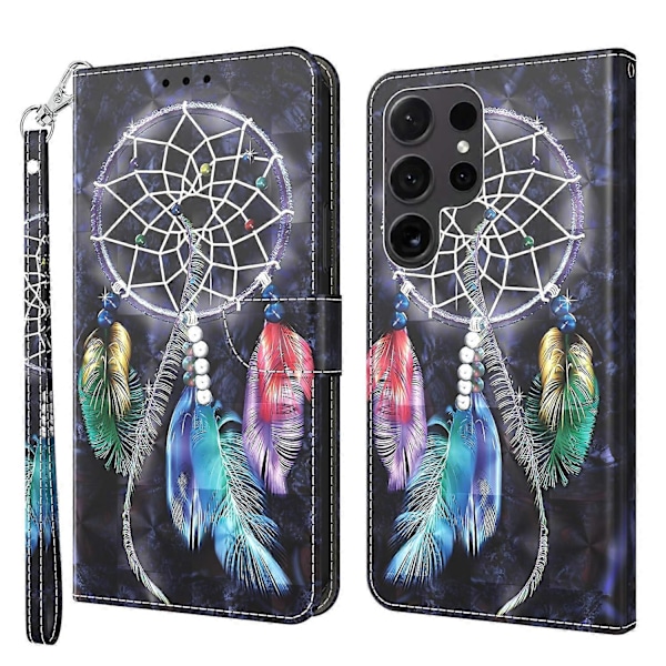 Samsung Galaxy S24 Ultra -kotelo 3D-kuviopainatuksella, nahkainen lompakkokotelo Multicolor Style F