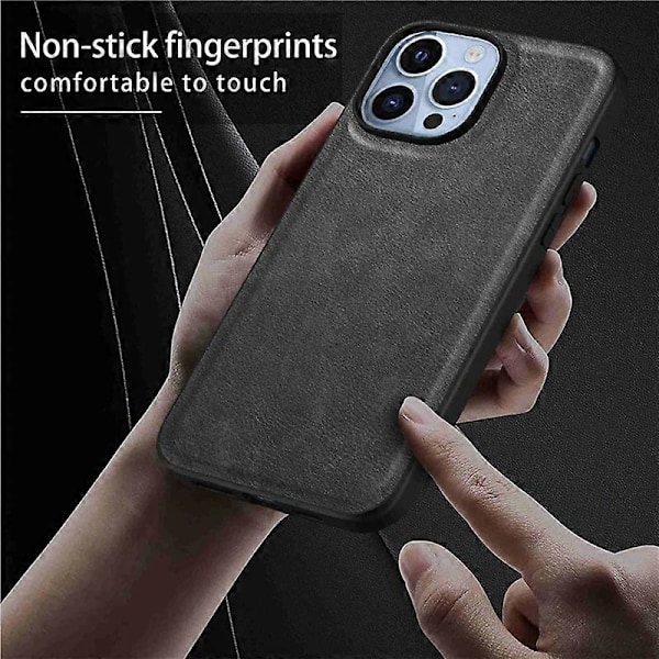 Mobilskal för iPhone 15 Pro Max Fodral PU Läderbelagd TPU+PC Smartphone Skal Multicolor Style E