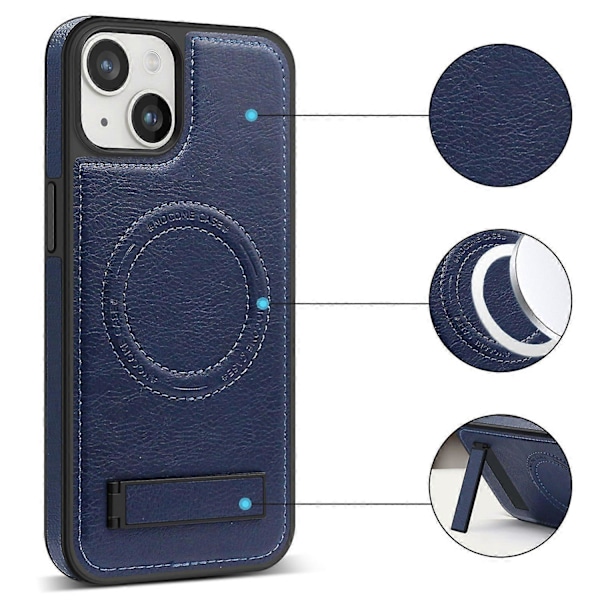 Skal för iPhone 14 Plus Kompatibelt med MagSafe Slim-Fit PU Läderbelagd TPU+PC Skal Multicolor Style A