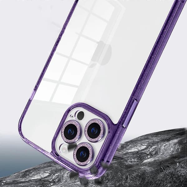 Deksel til iPhone 14 Pro Max PC+TPU+Glass Glitterpulver Telefonskall Multicolor Style A