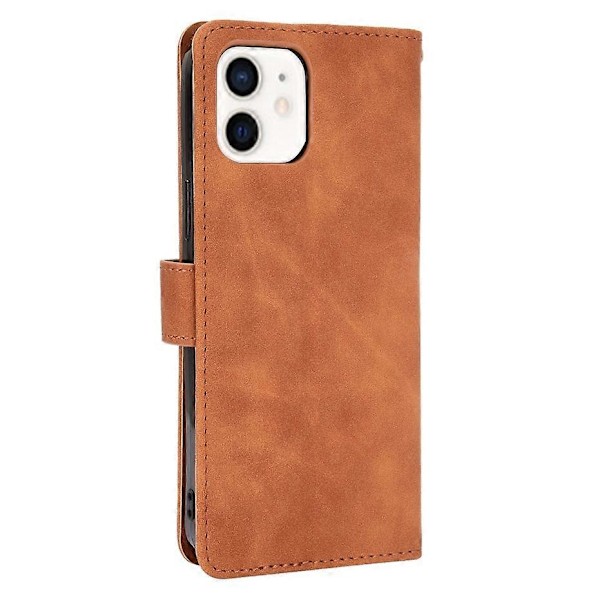 Skin-Touch Ställfunktion PU Läder Skyddande Flip Folio Fodral för iPhone 13 6.1 tum Multicolor Style E
