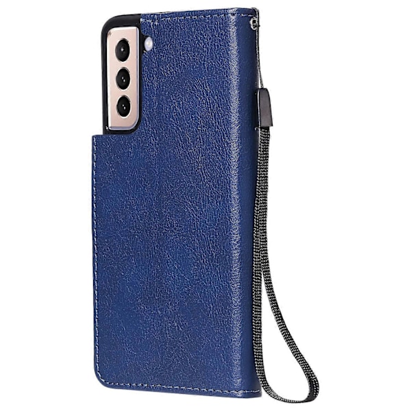 KT Leather Series-2 Lommebok Stativ Design Anti-Ripe TPU+PU Lær Telefondeksel med Praktisk Stropp Multicolor Style D