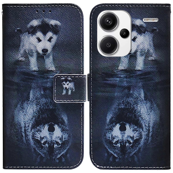 Flip Cover til Xiaomi Redmi Note 13 Pro+ 5G med Mønsterprint og Wallet Case Multicolor Dog and Wolf