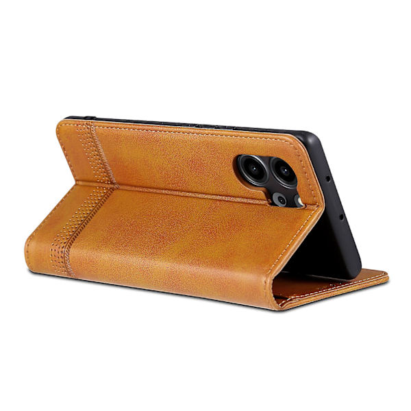 Azns For Honor 80 Se 5g Pu Läder Plånbok Phone case Flip Folio Stand Magnetisk Autoabsorberad Cover Brown