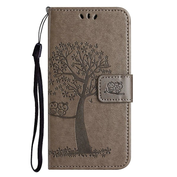 Til Samsung Galaxy A05 4G Etui Ugle Træ Præget Læder Telefon Cover med Pung Multicolor Style H