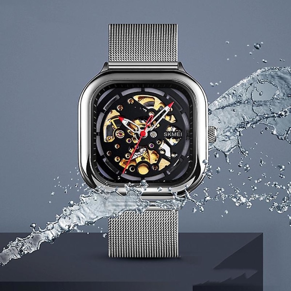 Skmei 9184 Menn Firkantet Tourbillon Automatisk Mekanisk Klokke Gull Not Specified
