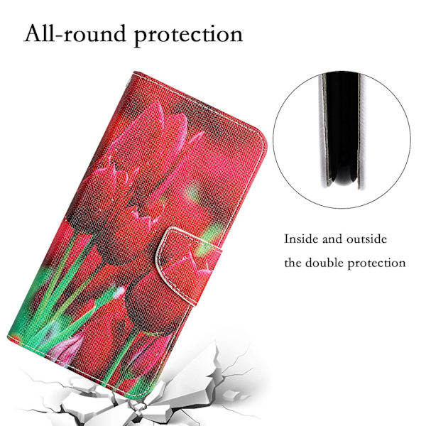 För Xiaomi Redmi 12c 4g Pu cover Mönstertryck Plånboksställ Flip Phone case Tulip