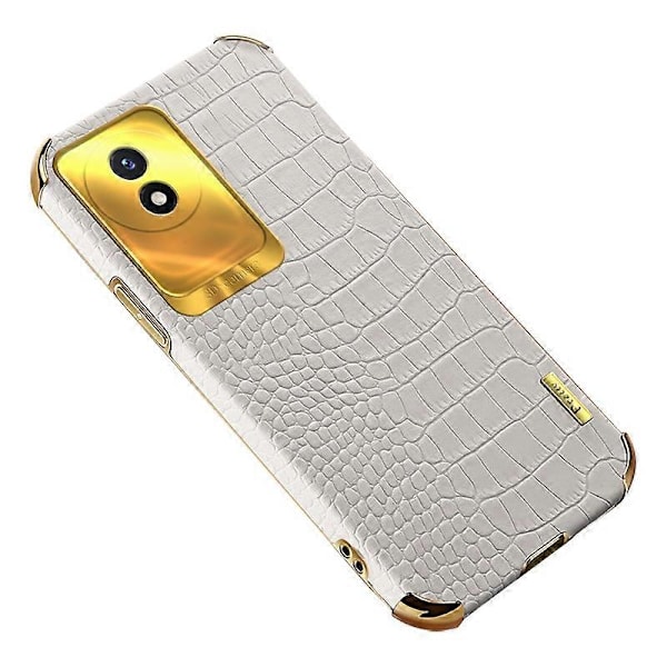 vivo Y02 4G -puhelimelle krokotiilinnahkajäljitelmä, galvanointipinnoitettu, nahkapäällysteinen TPU-puhelinkotelo Multicolor Style E