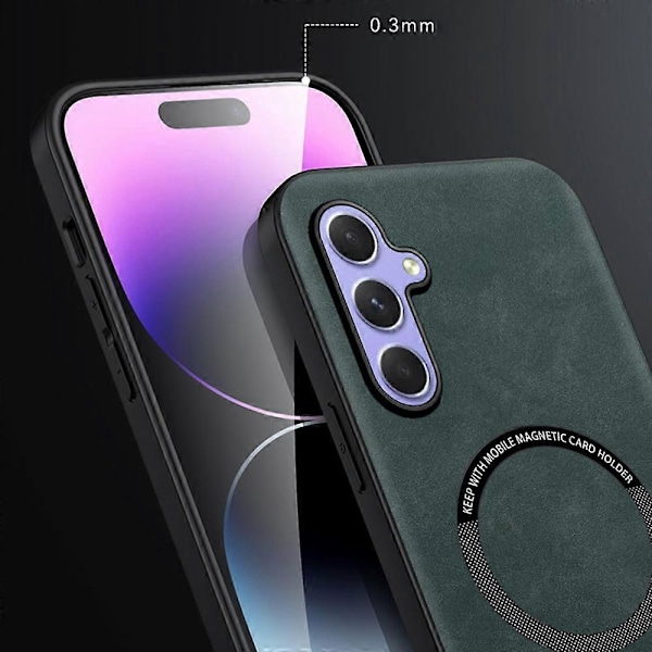 Til Samsung Galaxy A16 5G/4G Etui Kompatibelt med MagSafe Anti Drop PC+TPU+PU Læder Bagcover Multicolor Grey