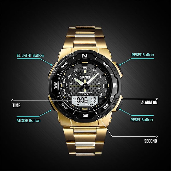 Skmei 1370 Outdoor Waterproof Luminous Sports Watch Black White