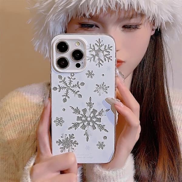Glitter Snowflake TPU-mobilskal för iPhone 15 Pro Max