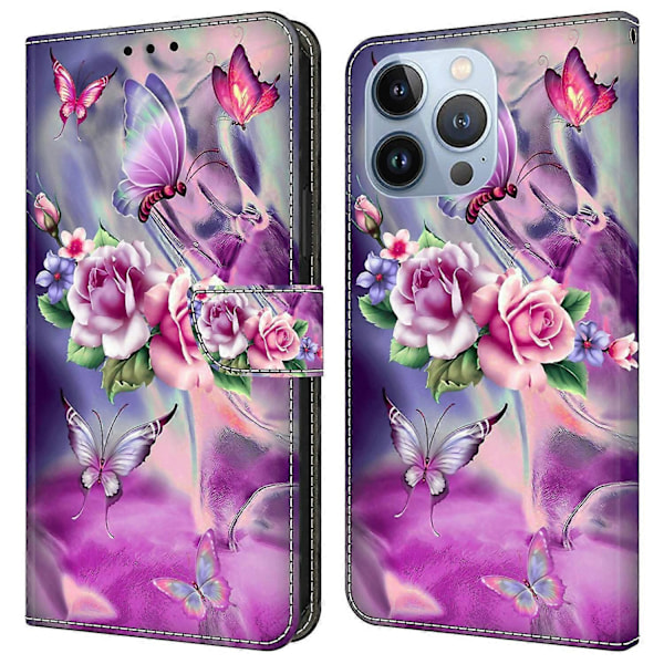 Til iPhone 16 Pro Cover 3D Mønster PU Læder Wallet Telefon Cover med Støttefod Multicolor Style N
