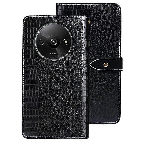 IDEWEI Nahkakotelo Xiaomi Redmi A3 4G/Poco C61 4G -puhelimelle, krokotiilinnahkajäljitelmä, magneettilukko, lompakkokotelo Multicolor Style A