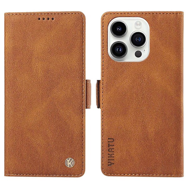YIKATU YK-005 för iPhone 14 Pro Folio Flip Fodral PU Läder Hud-känsla Ställ Plånbok Mobilskal Multicolor Style C