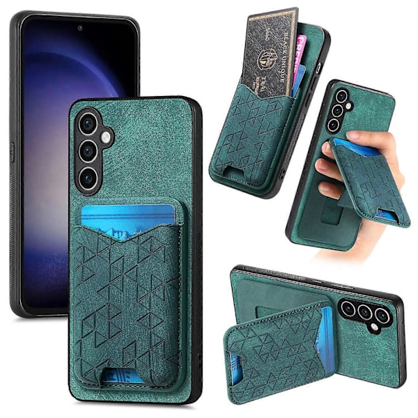 Til Samsung Galaxy S23 FE Etui med Præget Mønster Kortholder Støtteben Læder Bagcover Multicolor Style C