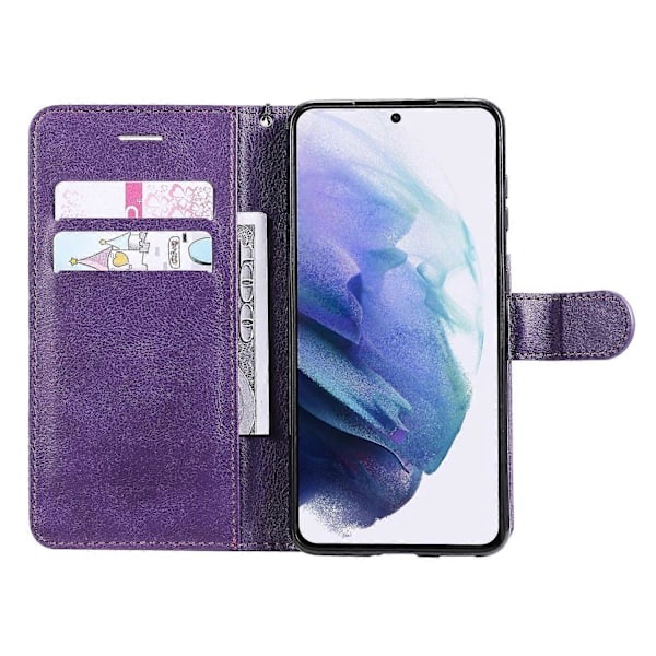 KT Leather Series-2 Lommebok Stativ Design Anti-Ripe TPU+PU Lær Telefondeksel med Praktisk Stropp Multicolor Style E