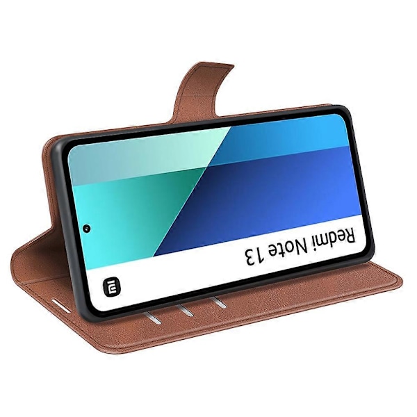 Læder Wallet Case Flip Telefon Cover med Magnetisk Lås til Xiaomi Redmi Note 13 4G Multicolor Light Brown