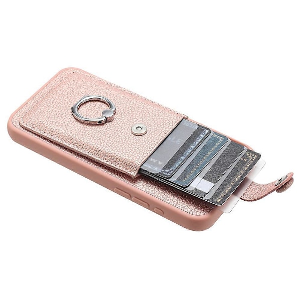 Kortlommer Læder Bagcover med Ringstøtteben til iPhone 15 Plus/14 Plus Multicolor Style A