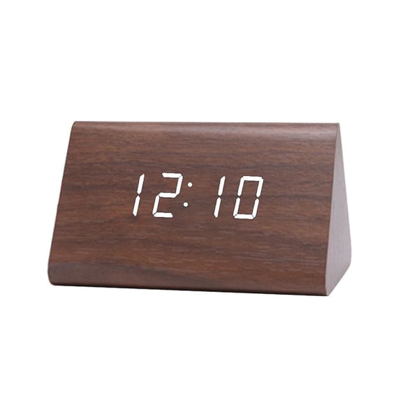 Digital trä USB LED Nattljus Väckarklocka Termometer Display Timepiece PalmoxylonWhite