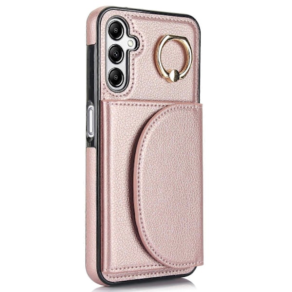 Samsung Galaxy A54 5G -puhelimen suojakuori, jossa on sormuspidike, korttipaikat ja PU-nahkainen takakansi Multicolor Rose Gold
