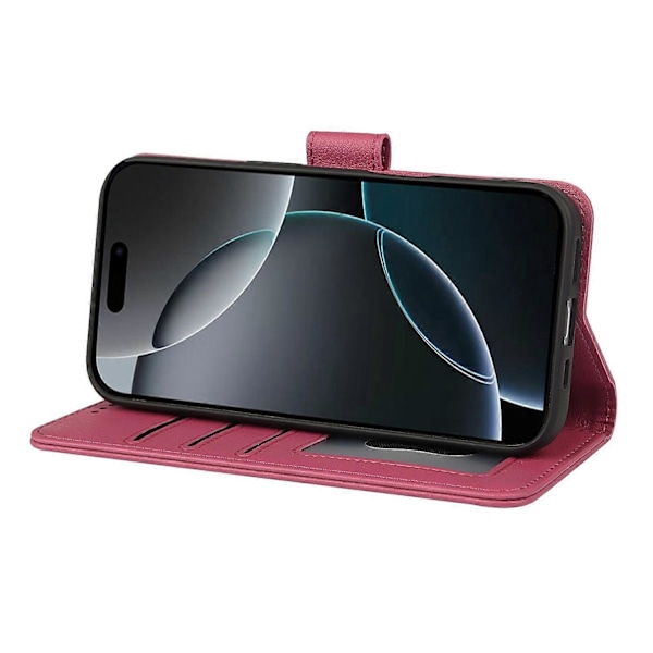 Læderetui med pung, stativ og magnetlukning til iPhone 16 Pro Max - Grøn Multicolor Rose