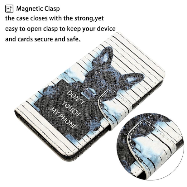 Magnetisk etui med mønstertryk og tegnebogsfunktion til Samsung Galaxy A25 5G Multicolor Don&#39;t Touch My Phone