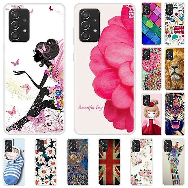 Mönstertryckt Flexibelt TPU-telefonskal för Samsung Galaxy A52 4G/5G/A52s 5G Multicolor Style B